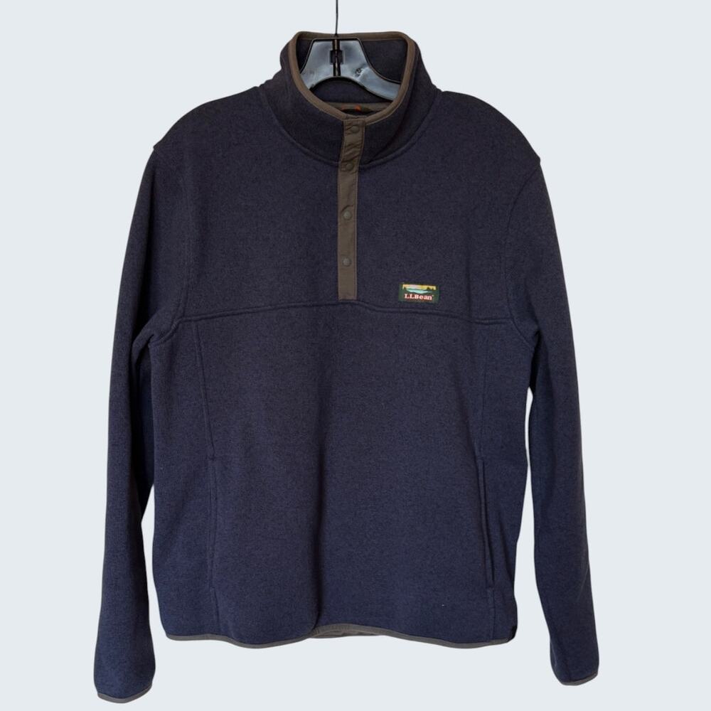 L.L. Bean Mens 1/4 Snap Sweater Fleece Pullover with Kangaroo Pocket size L